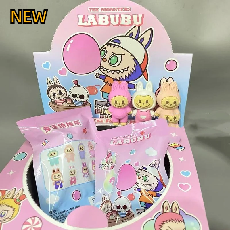 ใหม่กล่อง Labubu ดินสอยางลบเครื่องเขียนน่ารักการ์ตูนยางยางลบดินสอเด็กนักเรียนเครื่องเขียนของขวัญเด็ก Kawaii ของขวัญ
