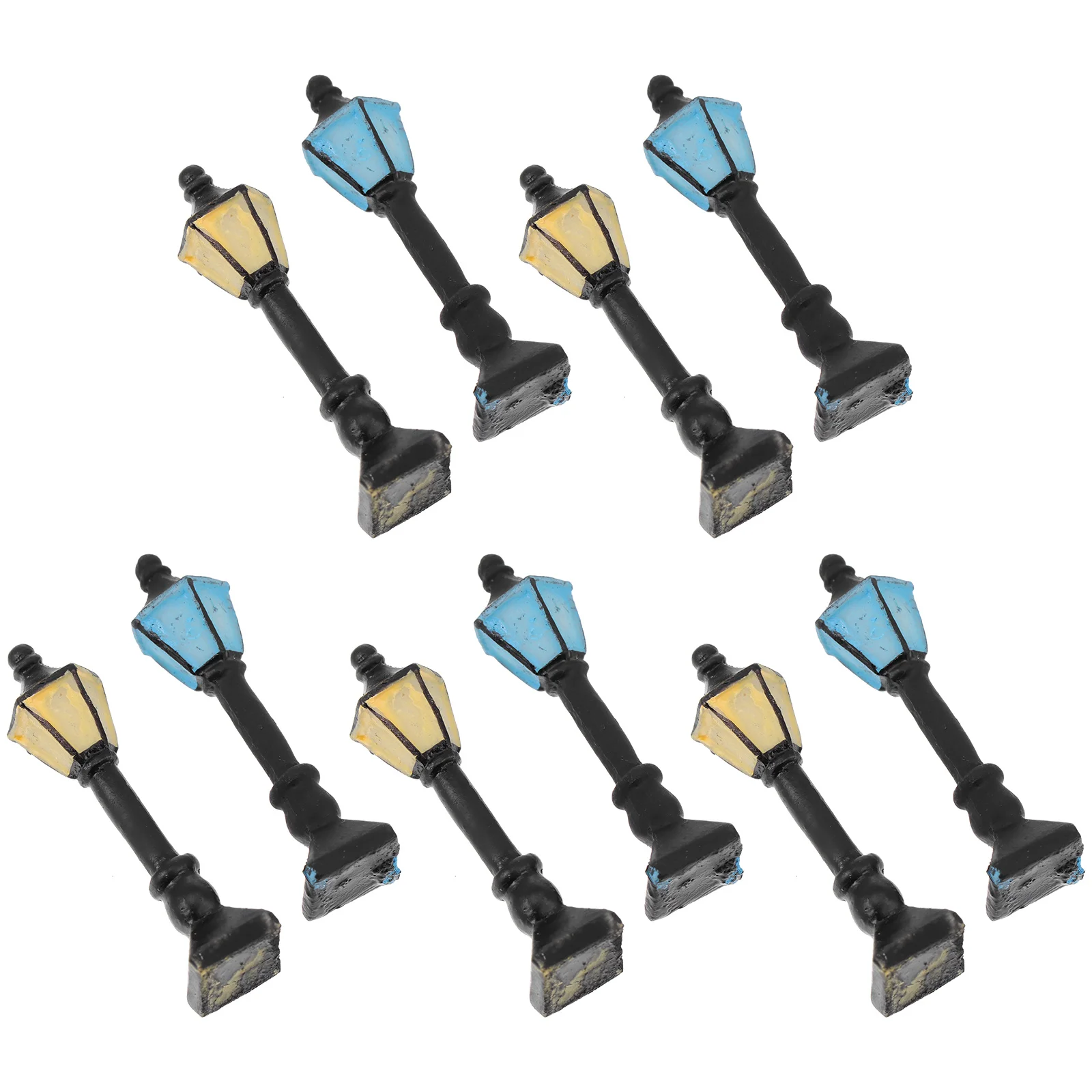 

10pcs Mini Street Light Resin Simulation Decor For House Microscopic Landscape Lamp Outdoor Railway Scene Garden Ornament