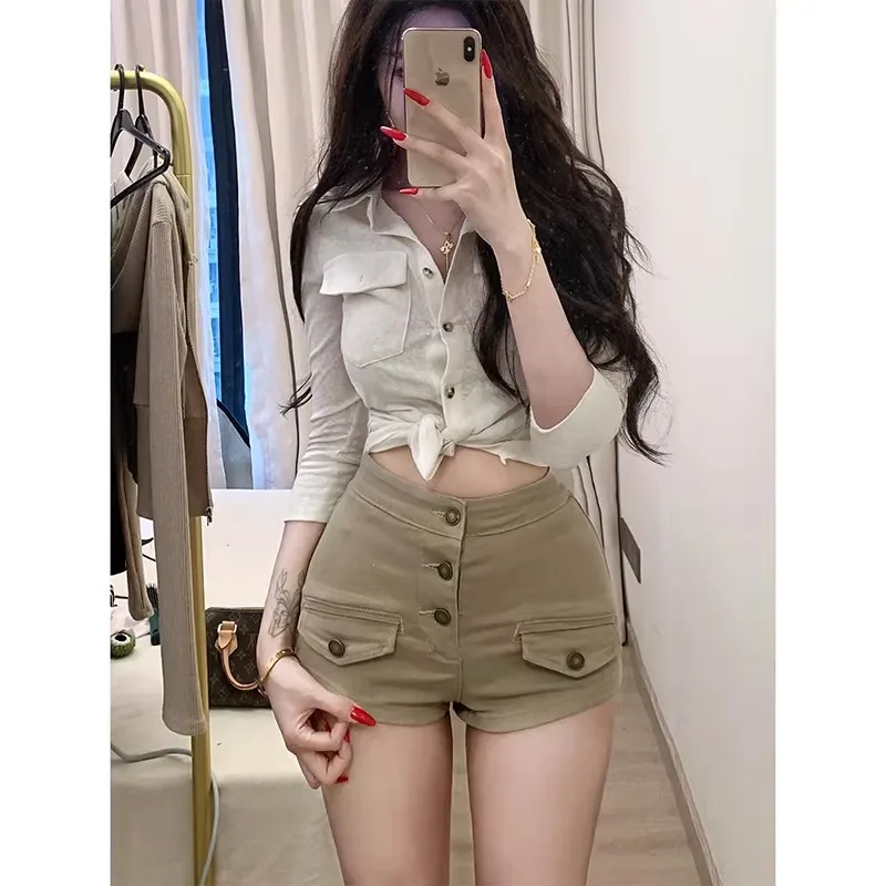

Spring Summer New Comfortable High Waist Denim orts Women's Trendy Butt Lifting Hot Pants Casual Tight Fit Cotton Zipper