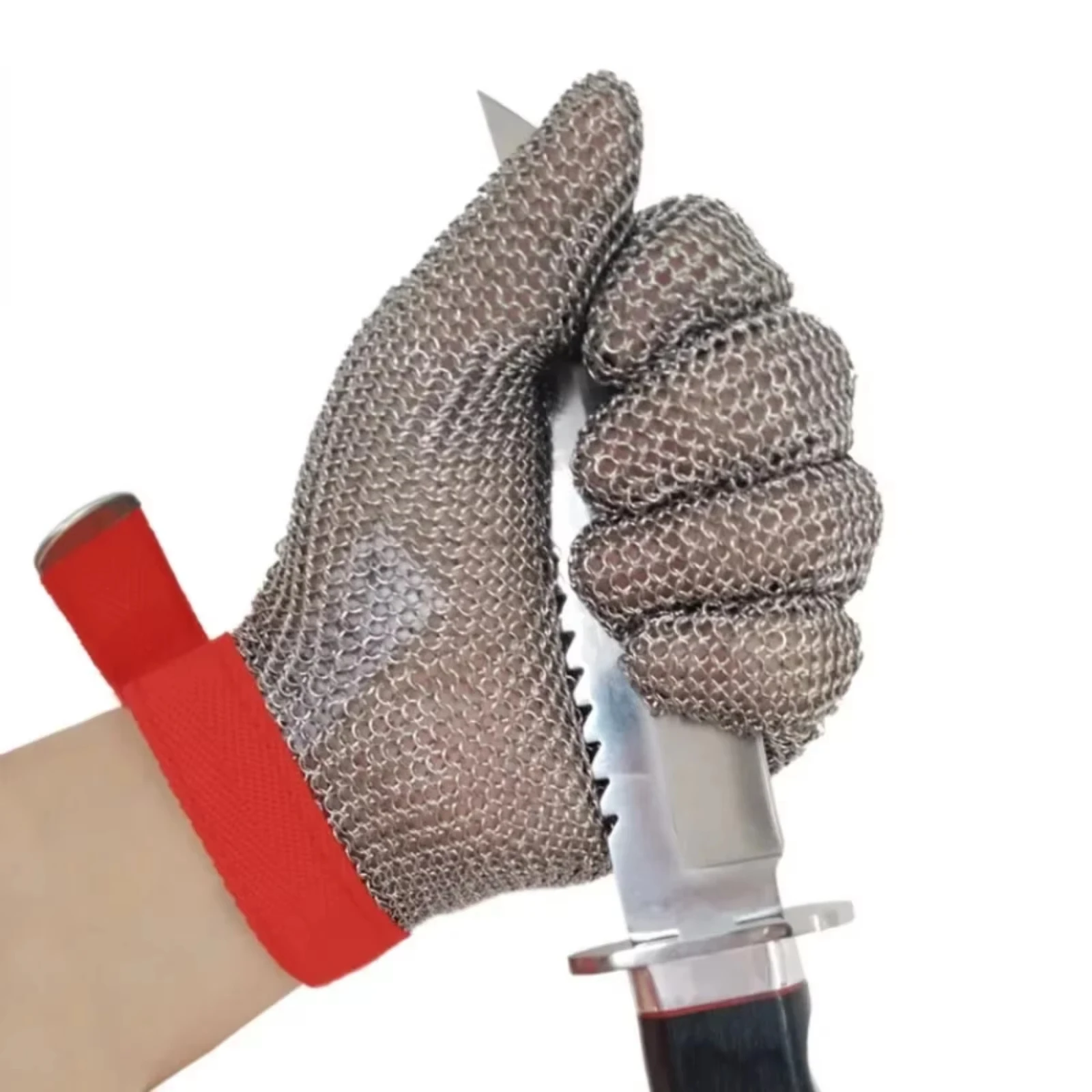 EN388 Certified Cut/Stab Resistant Gloves – 5-Level Stainless Steel Chainmail for Butcher, Kitchen, and Industrial Safety