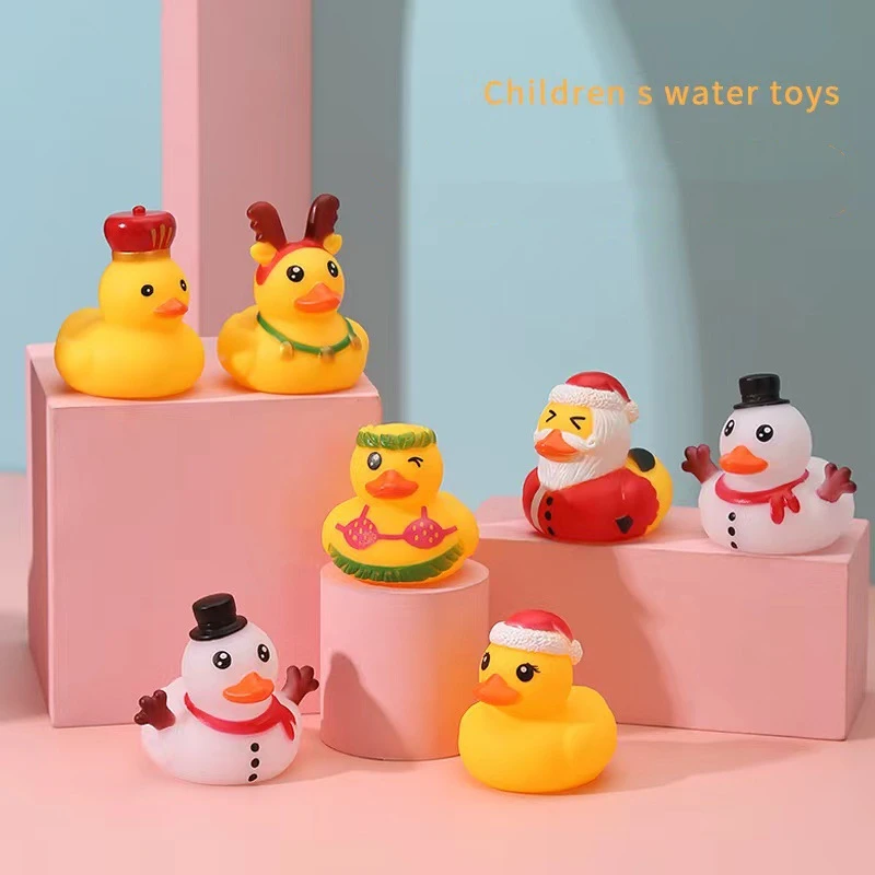 6/1PC Christmas Little Yellow Duck Children's Water Toys Knead Called Modeling Rubber Ducks Toys Car Ornaments Baby Shower Toys