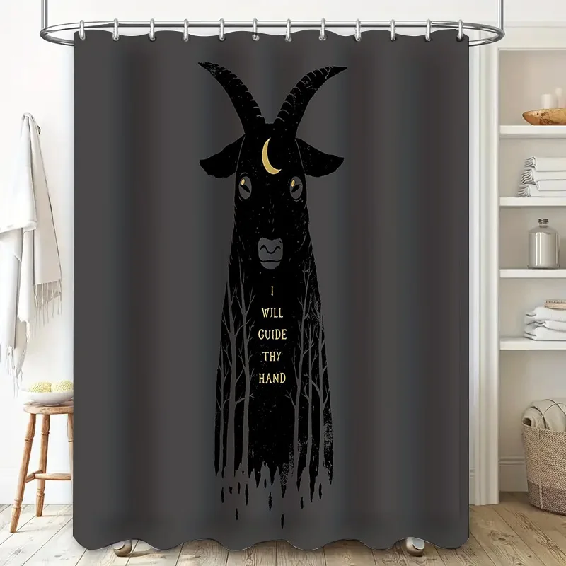 Forest Waterfall Shower Curtain Nature Landscape Backdrop Wood Trees Decor Bathroom Dark Gothic Tranquil Spa Retreat Peaceful Se