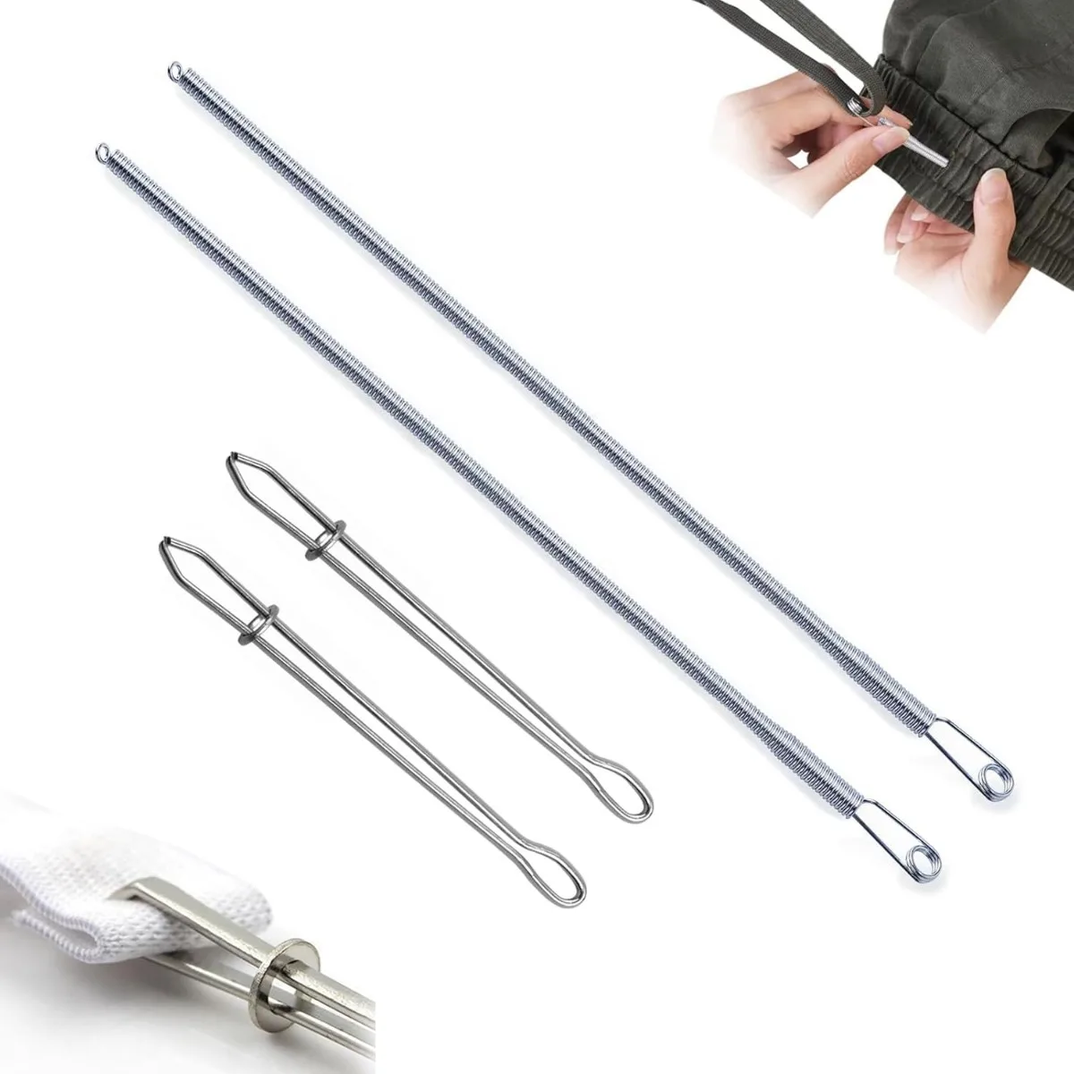 Drawstring Threader Tool Stainless Steel Long Loop Turner Short Rope Threading Clips Bodkin Sewing Tools for Jackets Pants Ropes