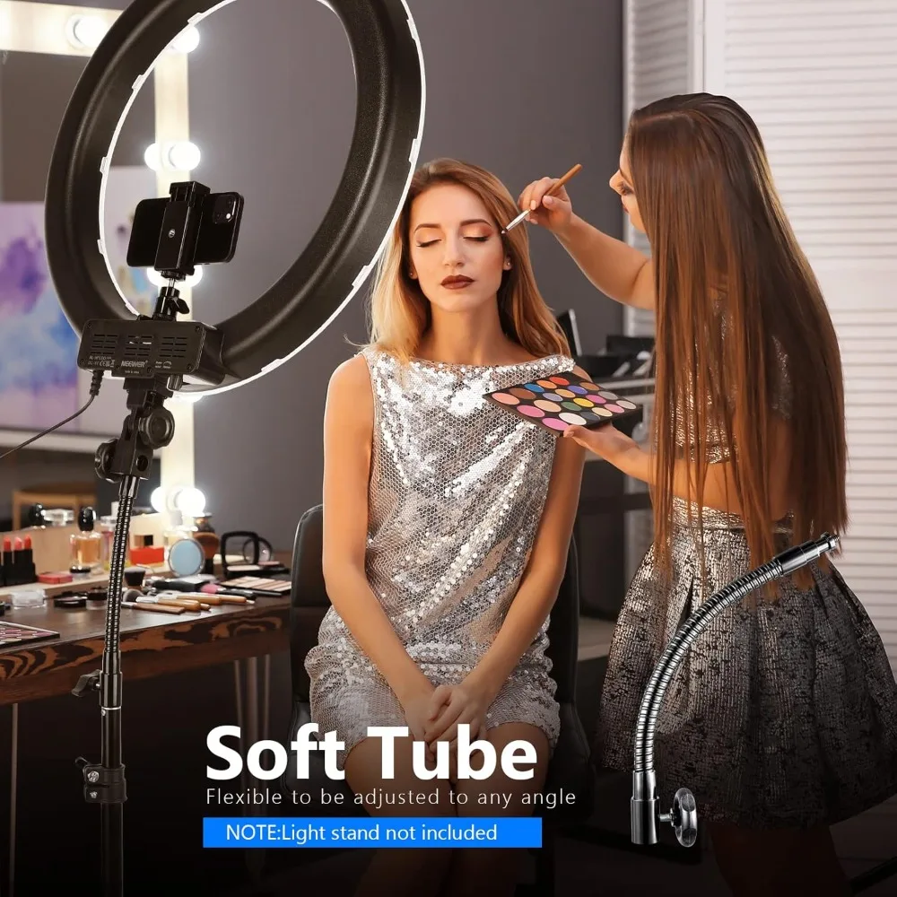 18 Inch Dimmable LED Ring Light 55W 5500K with Color Filters Soft Tube Carrying Bag for Camera Smartphone Video Photography