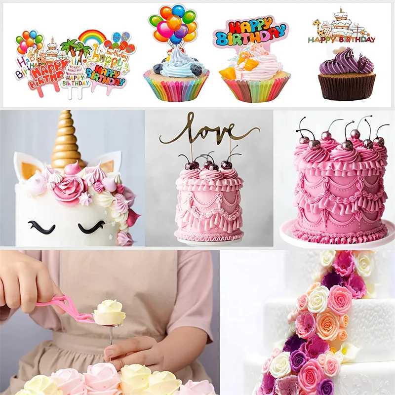 Imagem -06 - Bolo Decoração Bicos Grupo Turntable Faça Você Mesmo Cupcake Biscoito Pastelaria Baking Tools Aniversário Casamento 305 Pcs