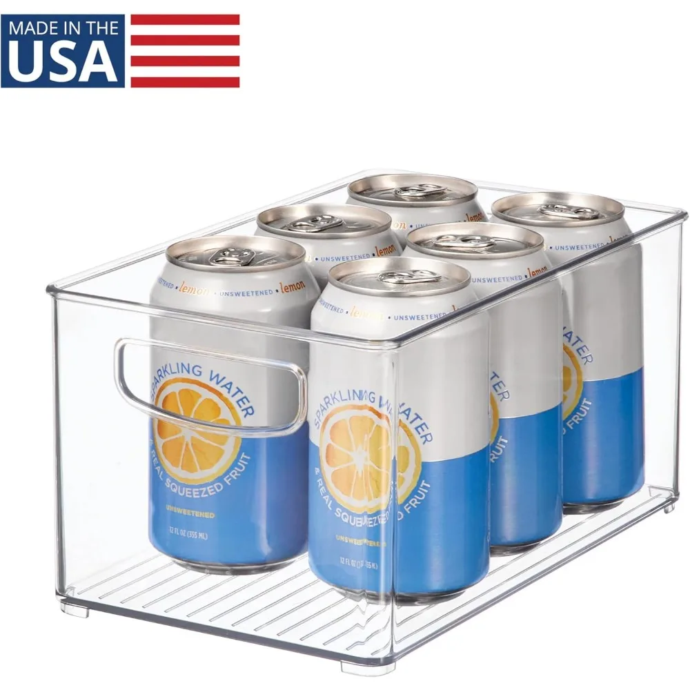 idesign stackable pantry bin with handles - organizer bin for fridge, or freezer, clear, made in usa