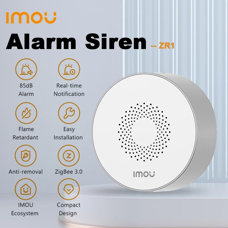 Imou ZR1 Indoor Smart Wireless Siren Alarm and Chime, Wireless WiFi 85DB Siren Alarm Sensor Sound and Light Alarm Siren for Home