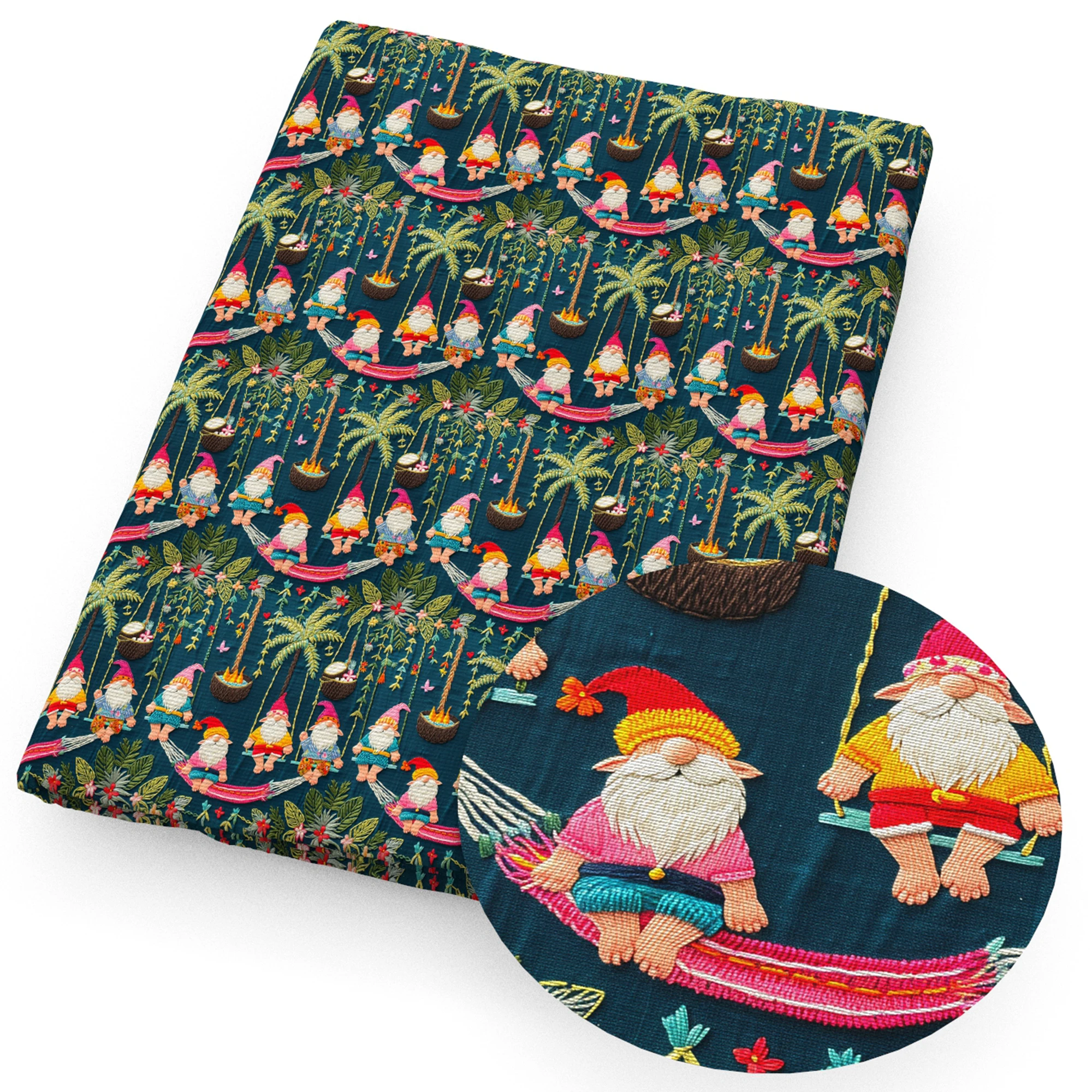 50*145cm Gnome 3D Imitation Printed Polyester/Pure Cotton/Satin Fabric Patchwork Sewing Quilt Fabric Needlework Cloth