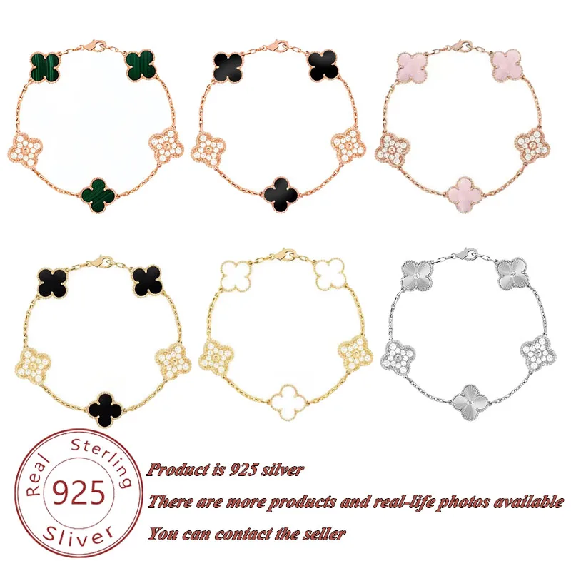 

2025 new s925 sterling silver four leaf grass bracelet symbolizes beautiful hand rope ins style girl gift