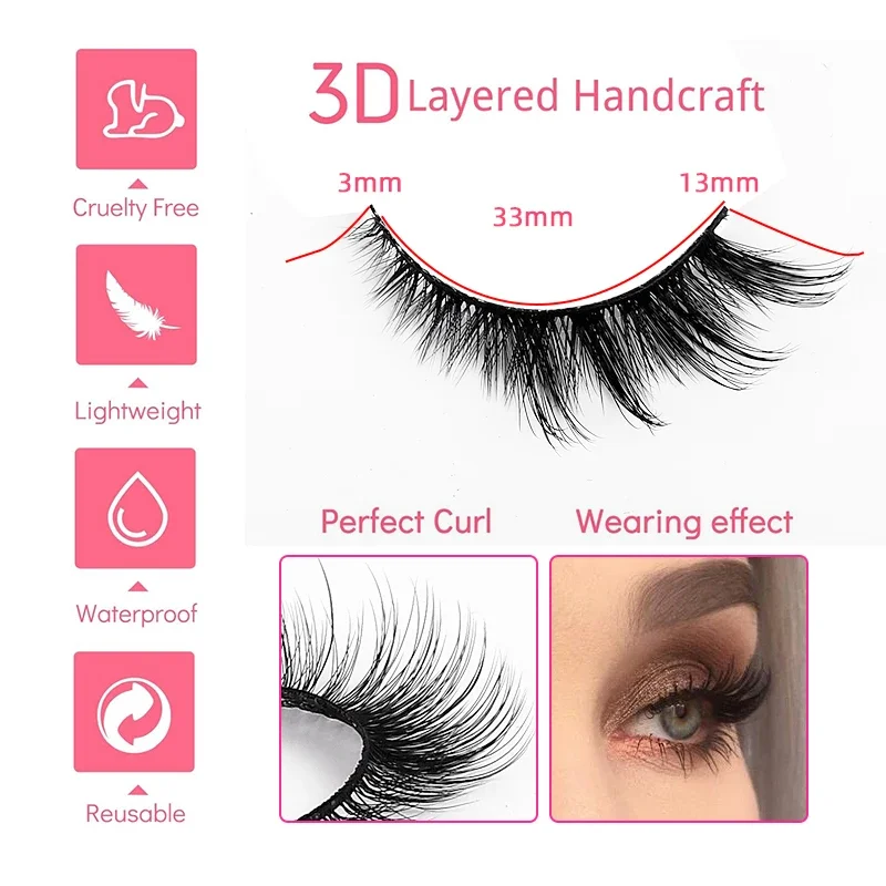 New 3D mink eyelashes Cat Eye Lashes 5 Pairs Winged Wispy Natural False Eyelashes Makeup Fox Eye Faux Mink Eyelashes