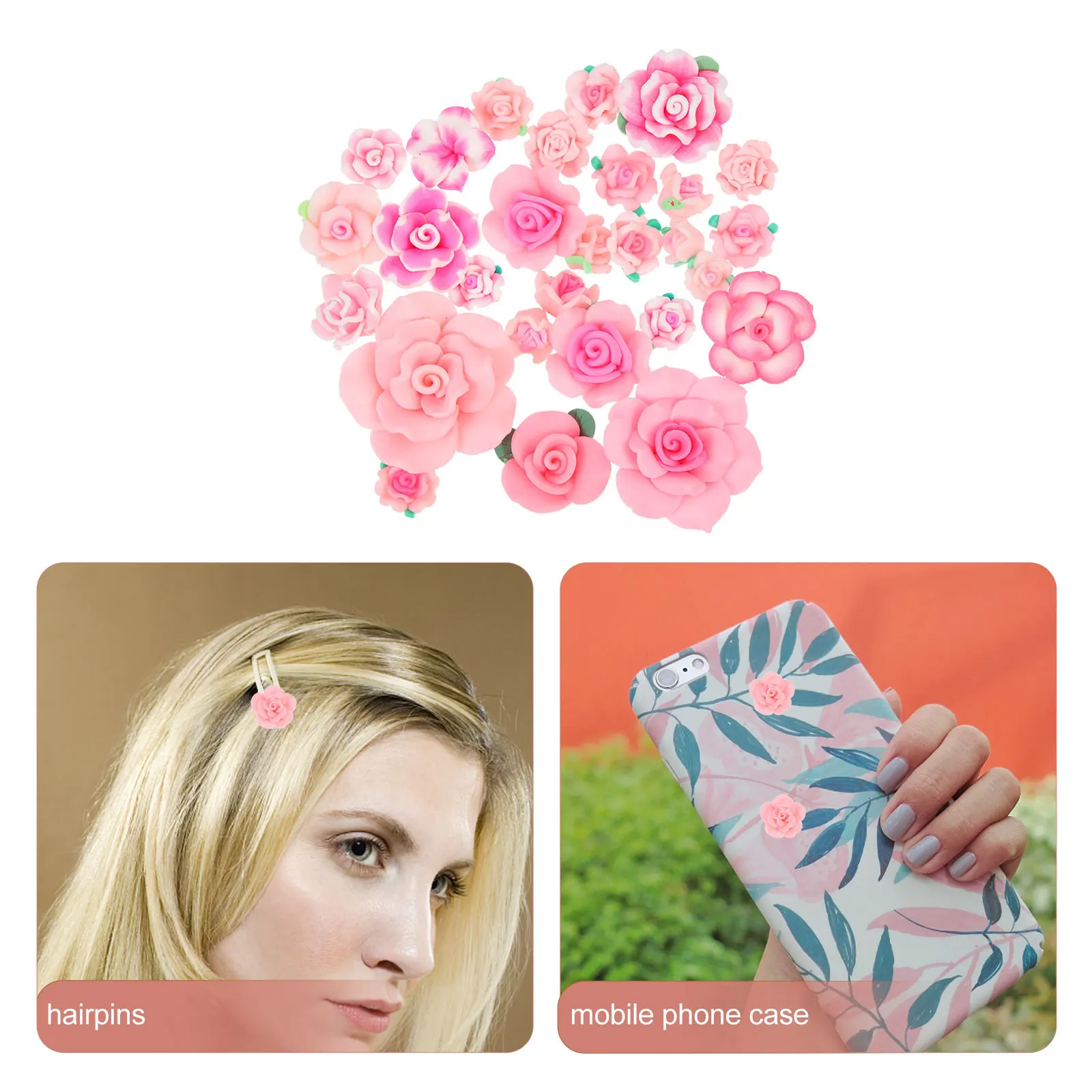 

28Pcs 3D Clay Flower Patches Set Soft DIY Craft Ornament for Phone Case Decor Jewelry Making Supplies Phone Case Charm