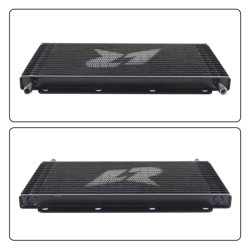 طقم مبرد الزيت الأنبوب والزعنف 19 صف نقل عالمي 11 بوصة × 5.8 بوصة × 0.75 بوصة (280 × 148 × 19 ملم) مدخل/مخرج 9.6 ملم 3/8 بوصة ألومنيوم بارب أسود