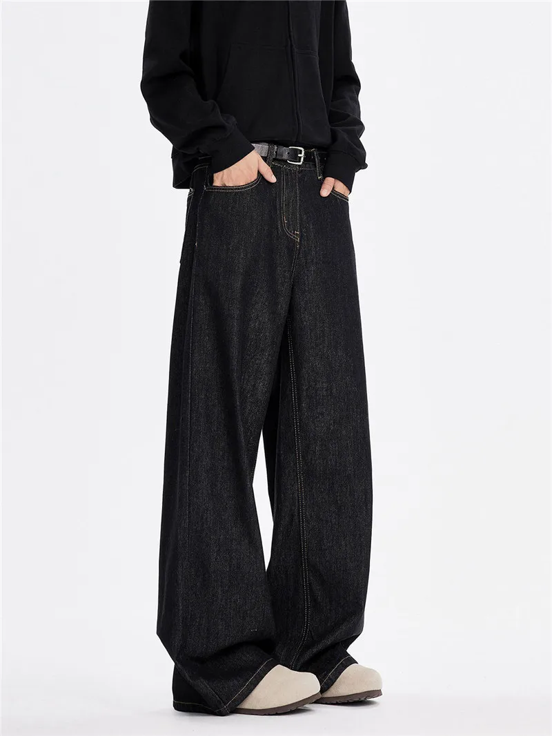 

American High Street Vintage Knife Men's Jeans Autumn Heavy Street Sle Loose Wide Leg Pants Trendy Casual Jeans