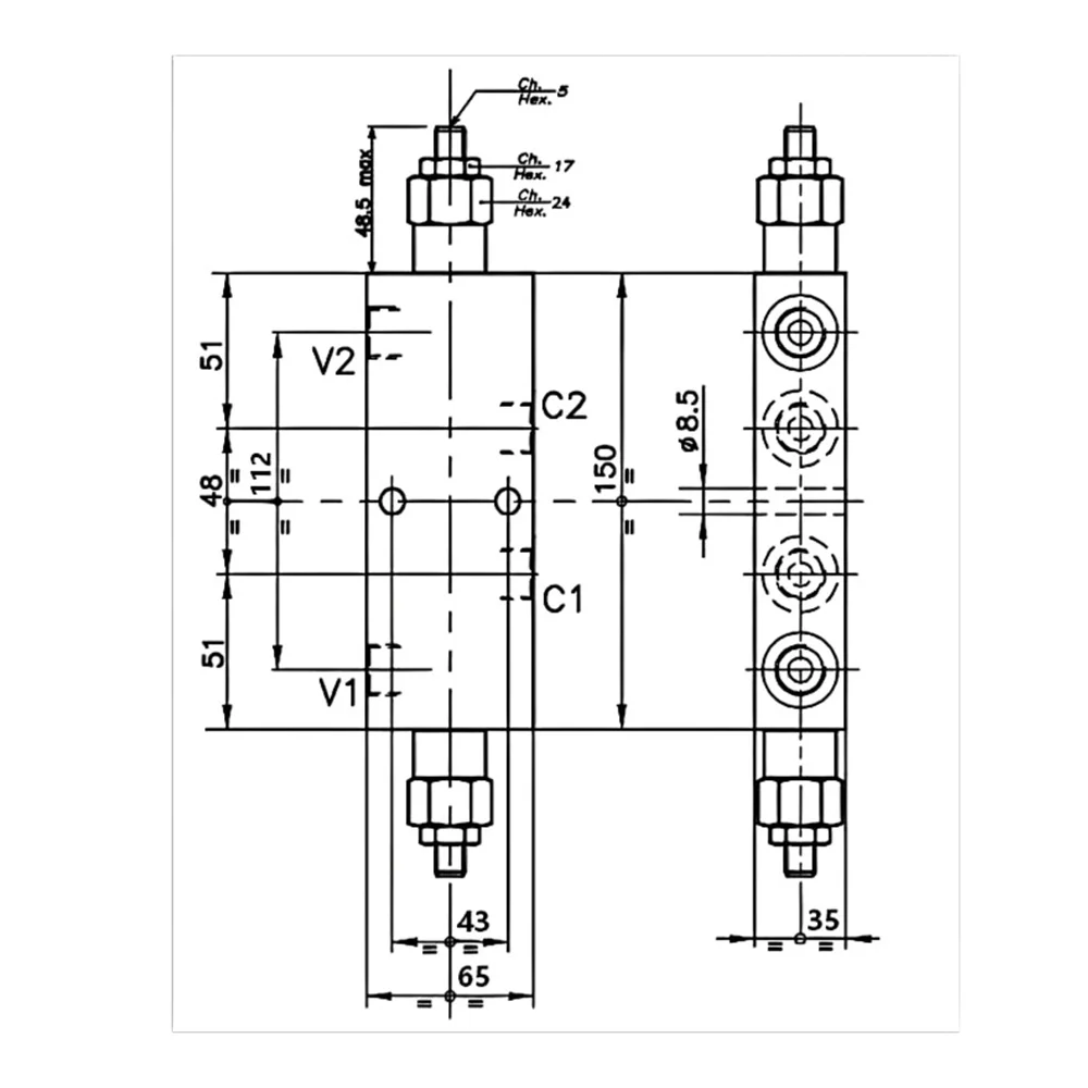 N01.695.0X0.A Balancing Valve Dual Counterbalance Hydraulic Valves 1/2 Inch