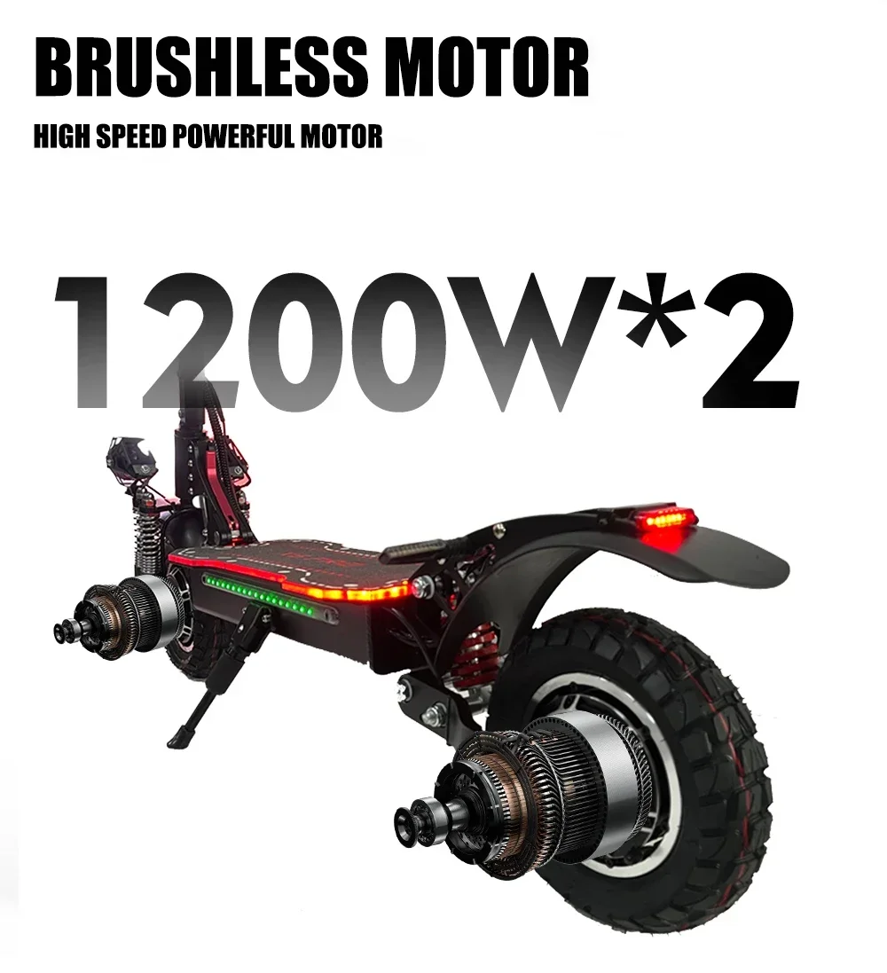 EU 2024 Fast X6  2400W 48V 21AH Electric Scooter Dual Motor Max Speed of 65KMH Max Range of 60-70KM Foldable E scooter LED Cool