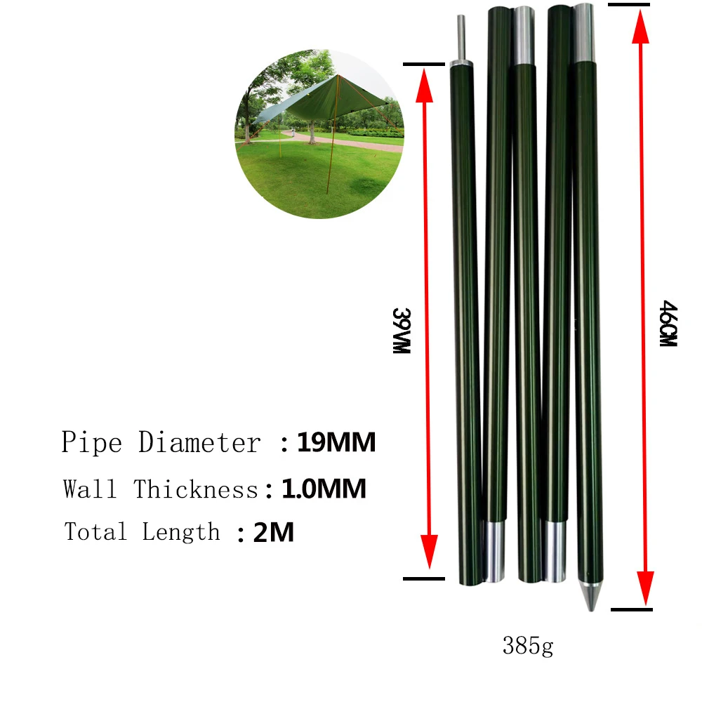 

2PCS Telescopic Aluminum Tent Extendable Poles Adjustable 4-Section Rods Rain Fly Camping Shelter Awning Canopy Trap 2.4M