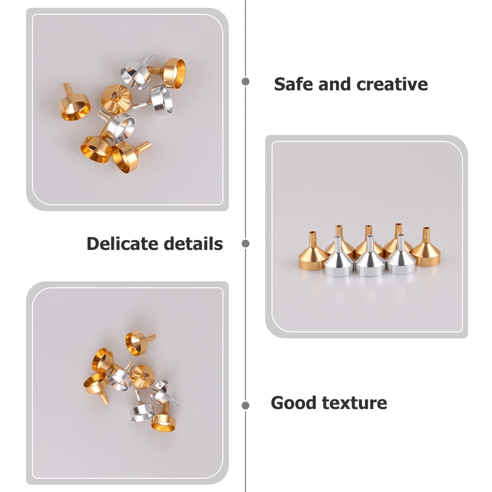 12 Stuks Metalen Mini Trechters Kleine Fles Parfum Refill Tool Vloeistof Doseren Trechter Essentiële Olie Parfum Doseren Trechter