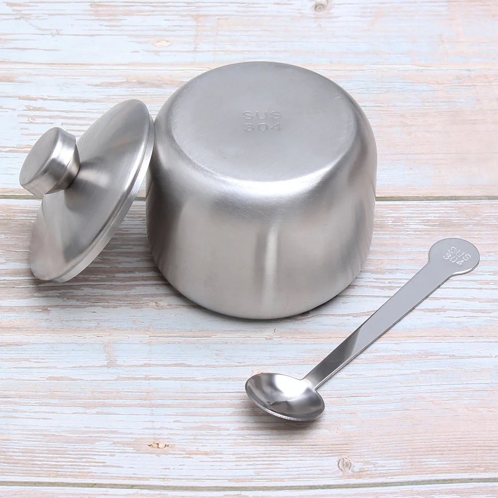 

Stainless Steel Spice Containers Set Kitchen Seasoning Storage Jar for Salt Pepper Sugar Coffee Tea Candy Ideal for Home