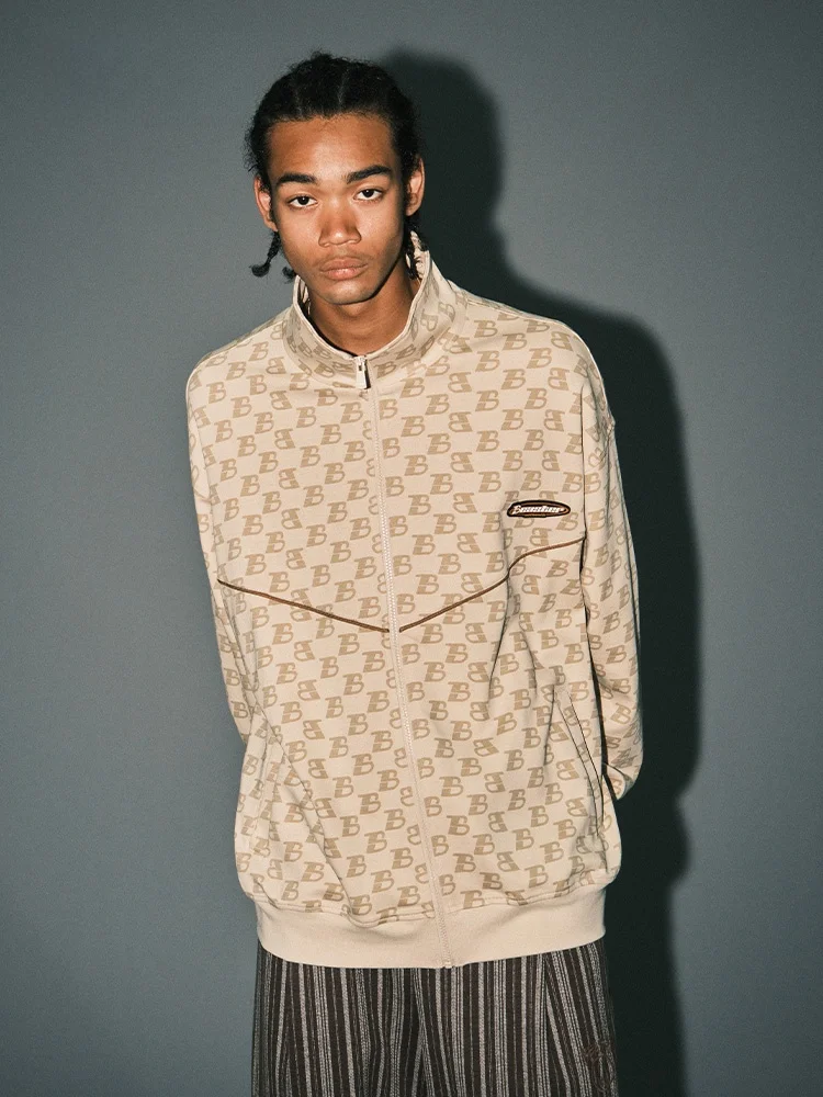 

BEASTER Свободная мужская куртка с принтом, модная весенне-осенняя повседневная верхняя одежда, молодежная хлопковая полиэстеровая смесь на молнии