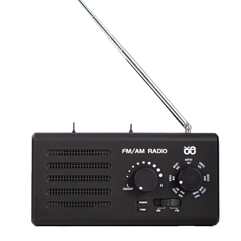 Radio Dual Band FM/AM Interference Free Knob AC DC External Power Socket Radio W-906