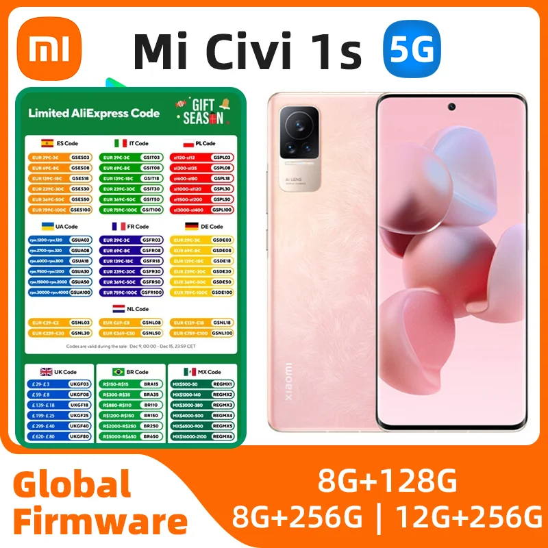 Xiaomi-teléfono CIVI 1S Android 5G desbloqueado, 6,55 pulgadas, 8GB de RAM, 256GB de ROM, todos los colores, en buen estado, Original, usado