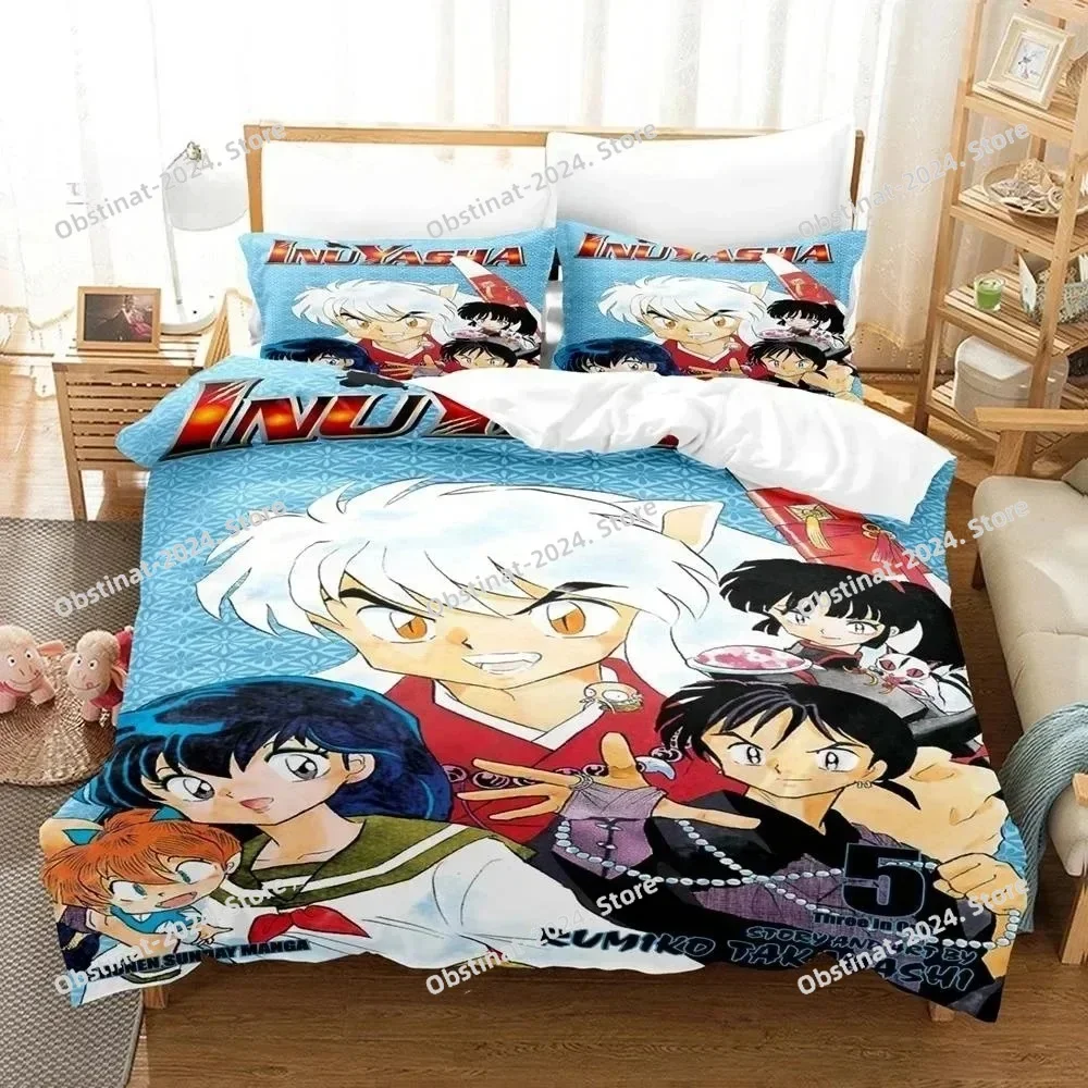 New Fashion Inuyasha Bedding Set Single Twin Full Queen King Size Bed Set Adult Kid Bedroom 3D Anime bed sheets and pillowcases