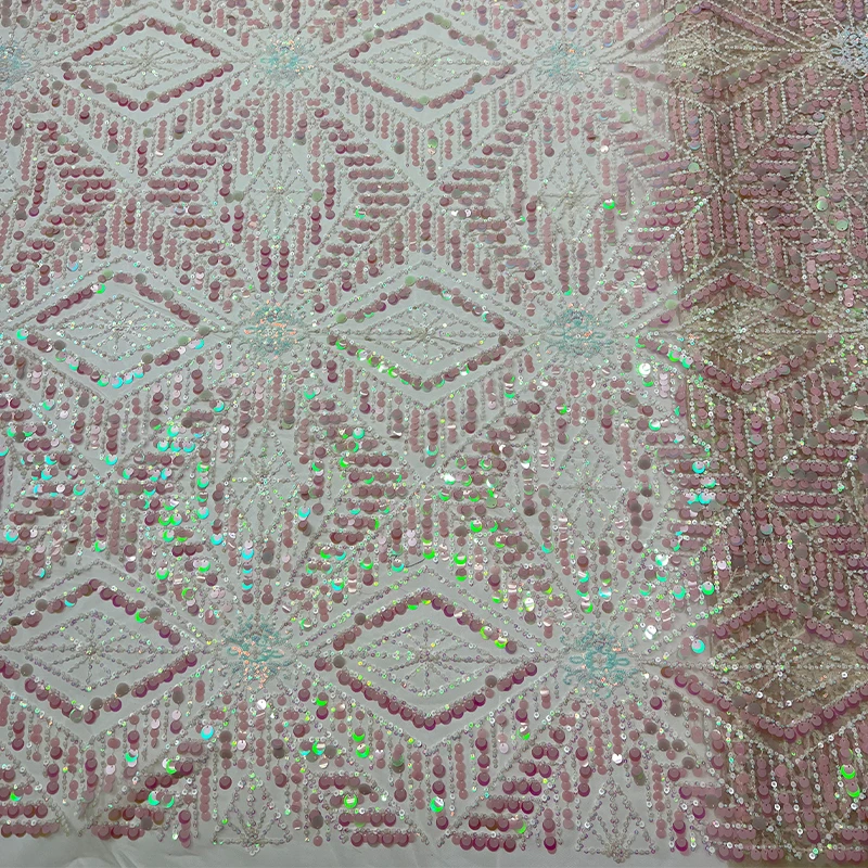 نسيج شبكي فرنسي فاخر، قماش دانتيل مطرز بالترتر الأفريقي عالي الجودة ملون كبير على شكل سمكة