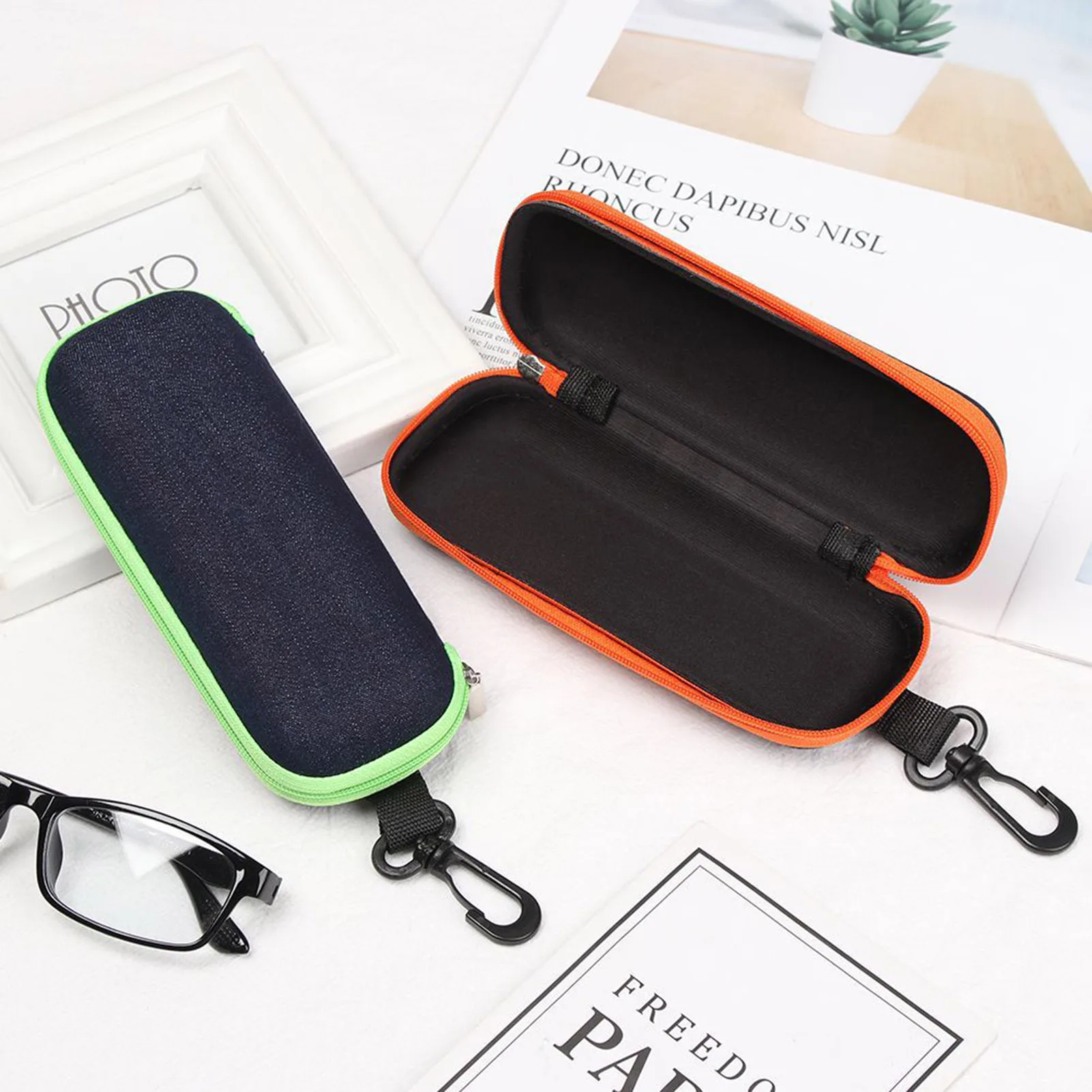 EVA Zipper Eyeglasses Case for Glasses and Sunglasses Portable Anti Pressure Storage Holder Students Adults Vintage Style