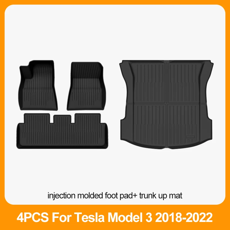 Auto Vloermatten Voor Tesla Model 3 2018 2019 2020 2021 2022 Premium All Weather Anti-Slip Waterdichte Tpe vloer Liners Mat Pads