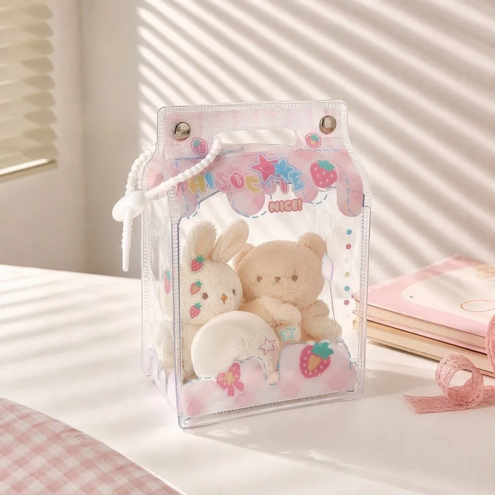 Transparent Milk Box Storage Bag with Clear Window Milk Carton Shape Display Bag PVC Material Kaychain Protector Case