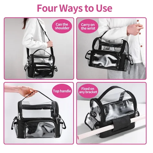 Imagen 2 del producto Estuche de maquillaje profesional, organizador de cosméticos de esteticista a la moda, caja de almacenamiento de herramientas, Maleta para mujer, bolsa de maquillaje de gran capacidad