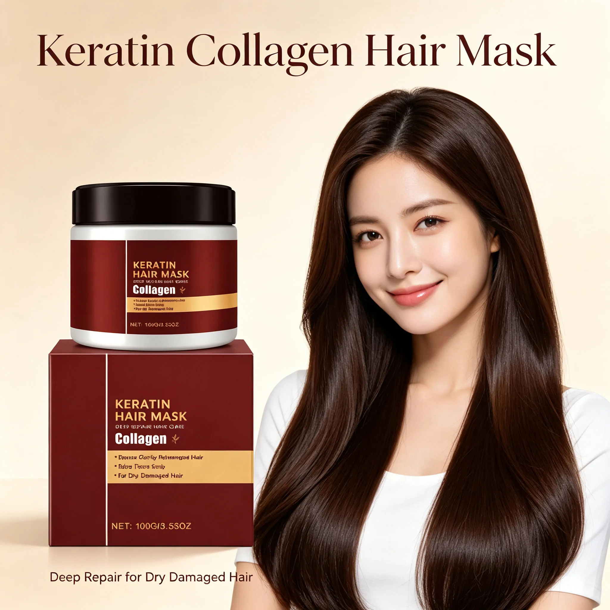 Keratin Hair Mask Deeply Moisturizing Straightening Repairing Dry Frizzy Damaged Hairs Smooth Shiny Nourishing Hair Conditioner
