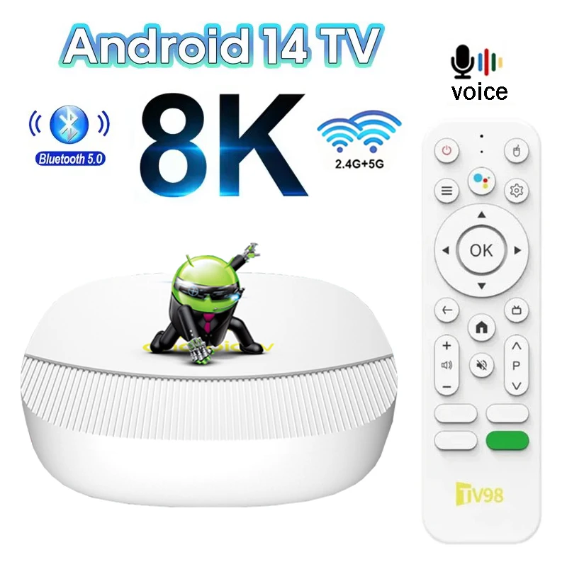 TV Box TV98 ATV Max Voice Remote Dual Wifi 5G 4G 4K Ultra HD 8K Allwinner H313 Quad Core Streaming TV Home Theater Media Player