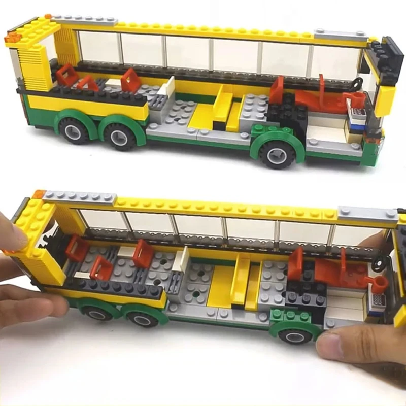 Bus station City Series Car Transporter Bus Truck Boy Assembling Building blocks Children\'s Toys MOC Model New product