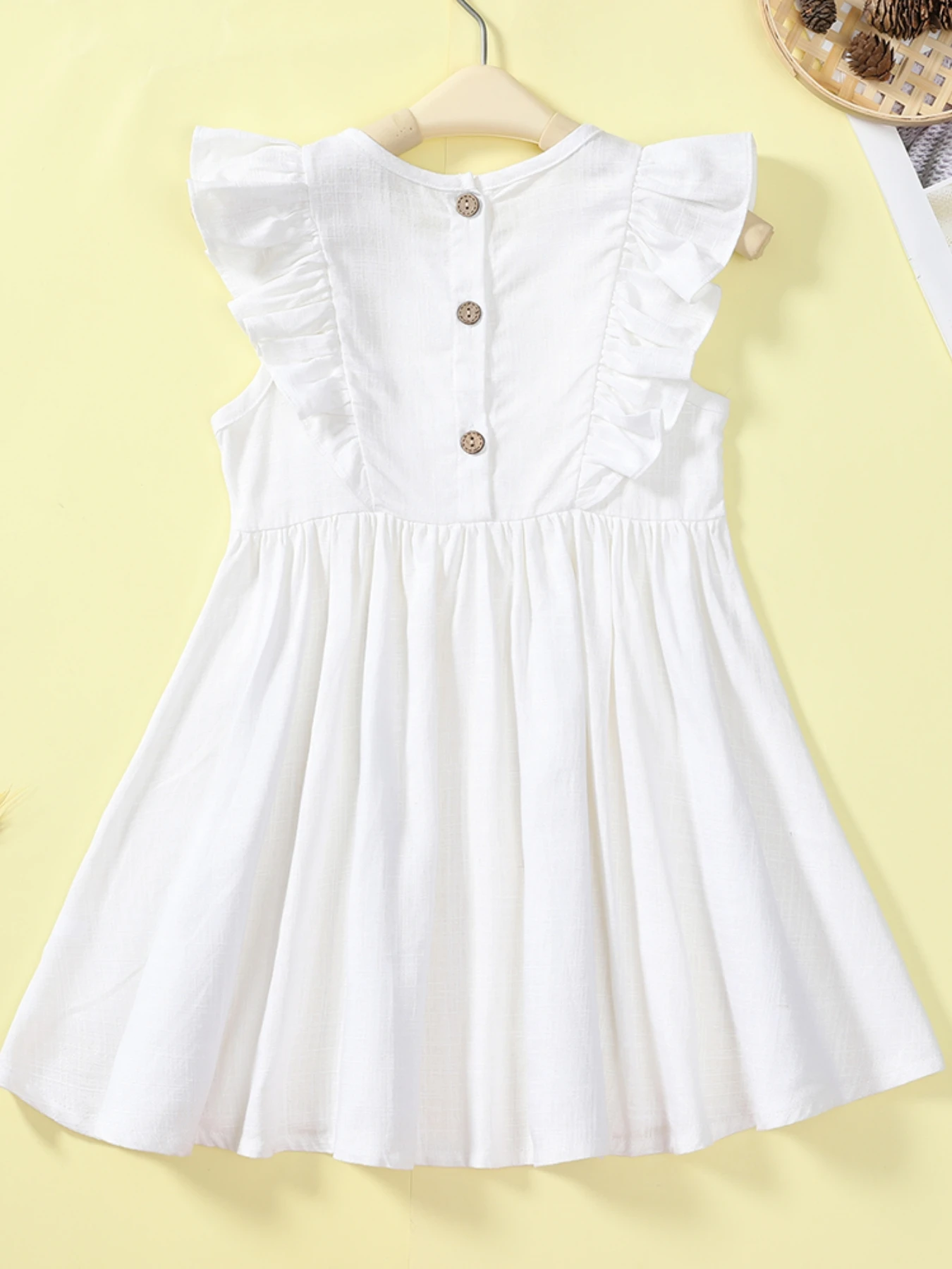 Summer casual Baby Girls Cute Dress Toddler cute sweet Kids Cotton Linen Ruffle Sleeve Dresses