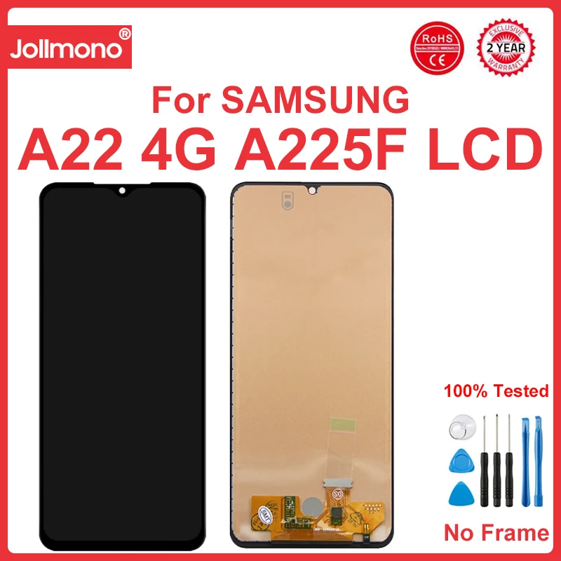 Screen for Samsung Galaxy A22 4G A225F A225F/DS Lcd Display Digital Touch Screen with Frame for Samsung Galaxy A22 Replacement