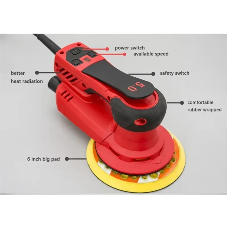 350W Random Orbital Sander & Car Polisher - 110V-220V Electric Machine + OEM Sanding Papers (Abrasive Tool)