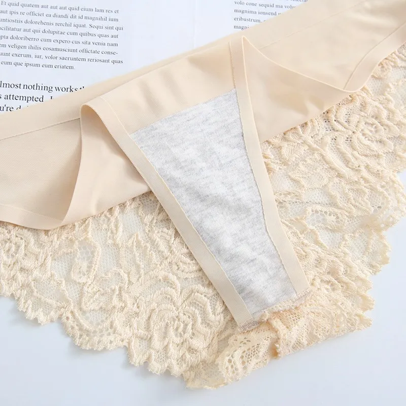 CINVIK Sexy Lace G String Panties Women Nylon Silk Panty Thong Briefs Underwear Lingerie Female Ladies Floral Pantys Underpants