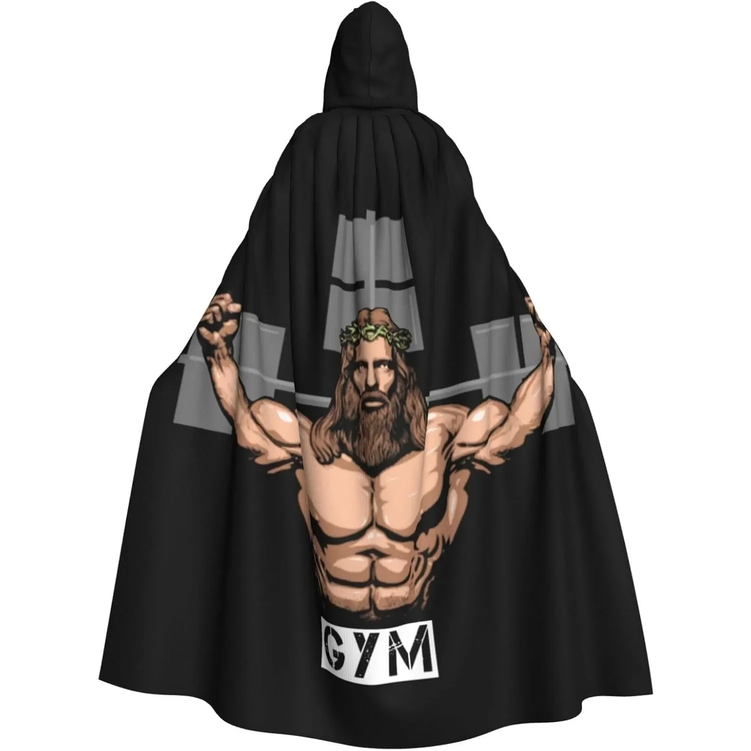 Custom Jesus Gym Halloween Cloak Black Hooded Cloak Funny Unisex Adults Hooded Cloaks