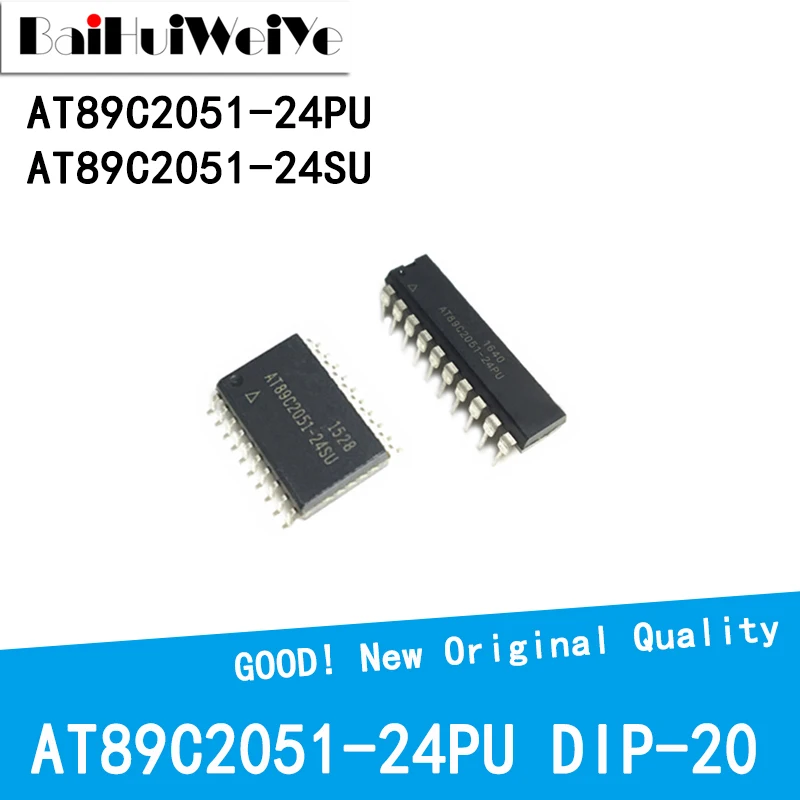 5PCS/LOT AT89C2051 AT89C2051-24 AT89C2051-24PU AT89C2051-24SU DIP-20 SOP-20 New Good Quality Singlechip Chip