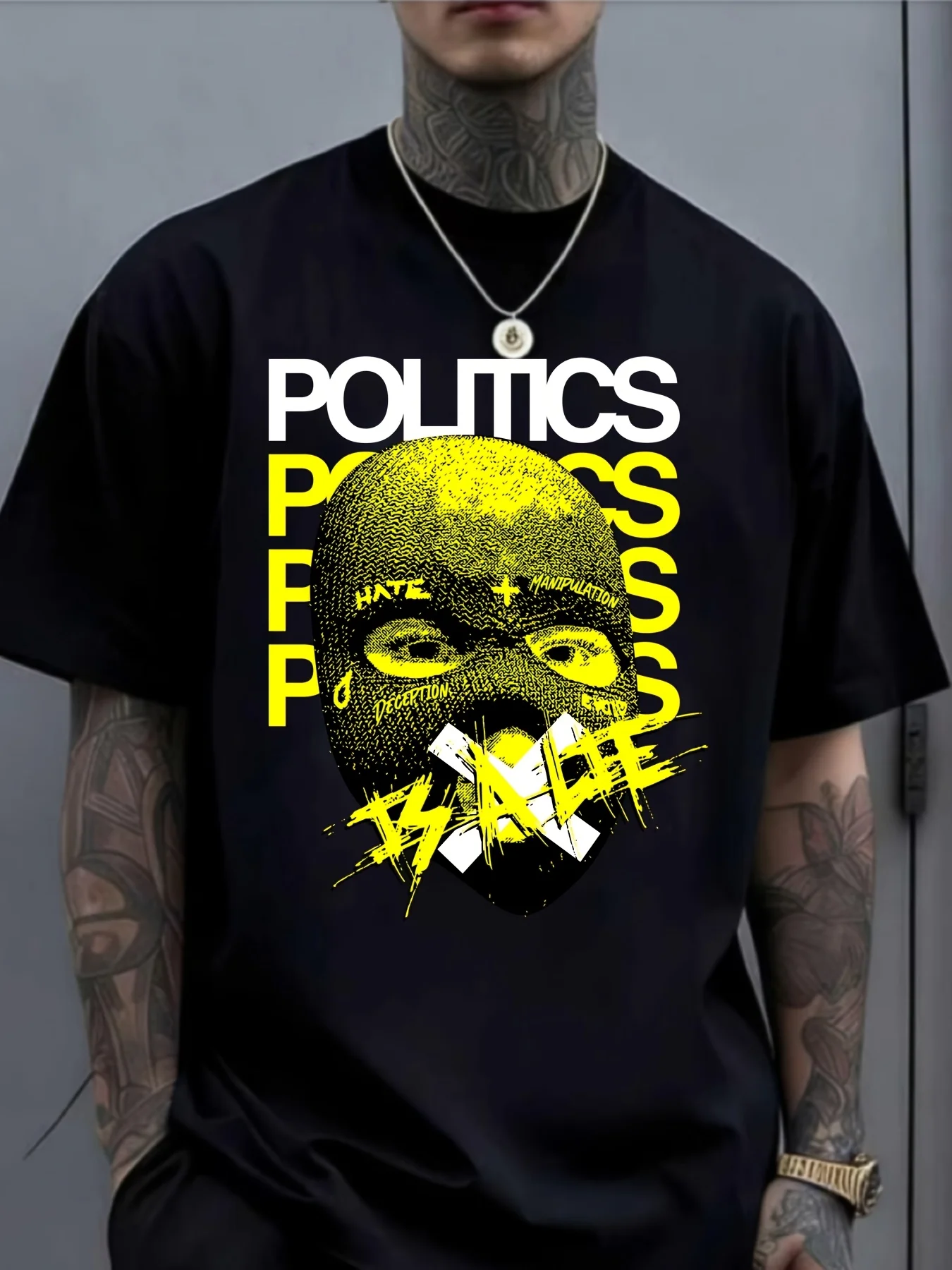 Premium Soft Politics Press Hate Graphic T-Shirt  Perfect for Summer Festivals, Father'S Day  Trendy Unique Streetwear Design  Comfortable Short Sleeve Tee for Men  2026 Latest Trend  Casual Daily Wear Recommended
