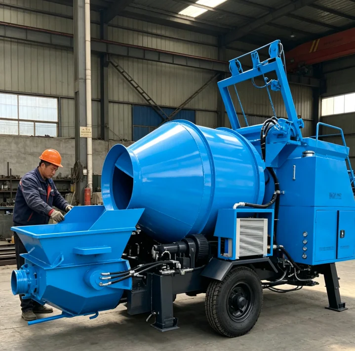 CE Certified Integrated Concrete Mixing Pump Used in Rural Building Construction All in One Design High Efficiency