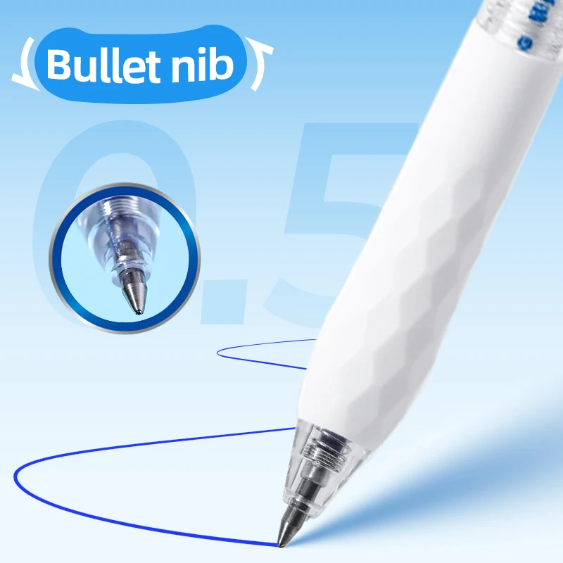 

12Pcs Cloud Edge White Mist Series Erasable Gel Pens with Diamond Grip 0.5mm Bullet Nib for School & Office