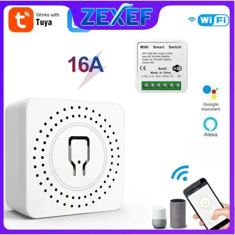 

Переключатель Tuya Wi-Fi с монитором мощности 16A, мини-выключатель голоса для Homekit Alexa, автоматическое управление, Alice Google, аксессуары для умного дома