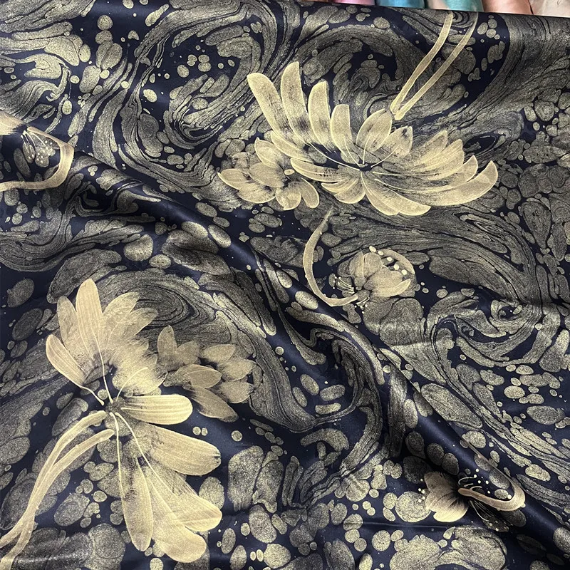 High Quality Chinese Style 40Momme Xiangyun Yarn Real Silk Fabric Ancient Handmade Clothing Designer Fabric