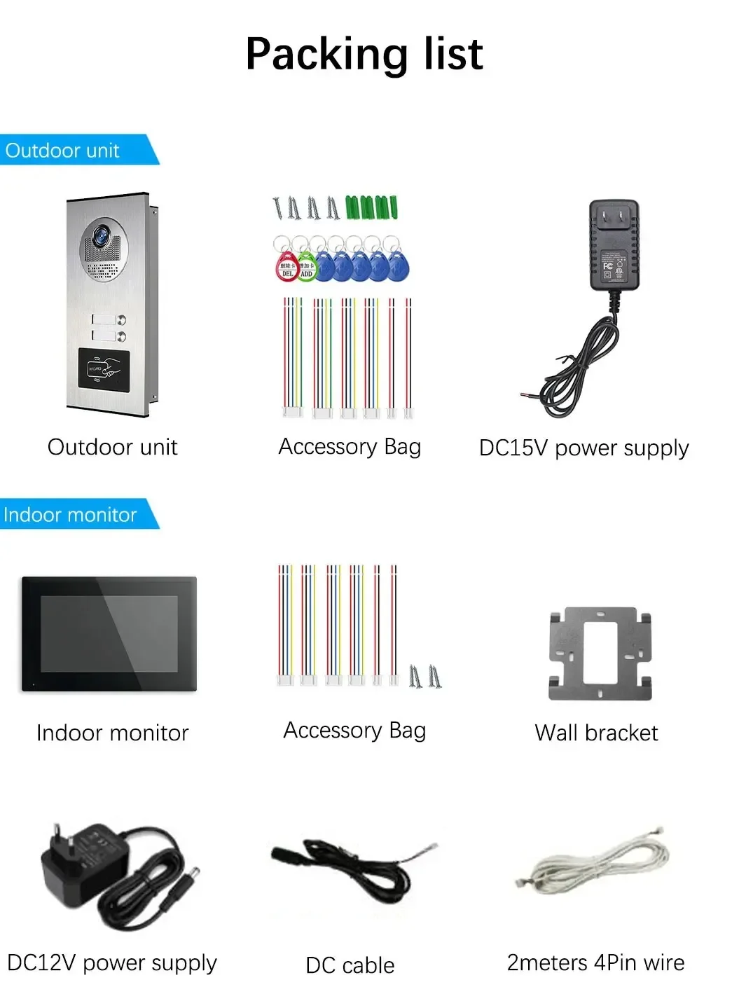 Anjielo 7 polegadas 2/3/4/5/6/8/10/12 unidades multi-unidade campainha sistema de intercomunicação de vídeo 1080P display Tuya campainha de vídeo inteligente