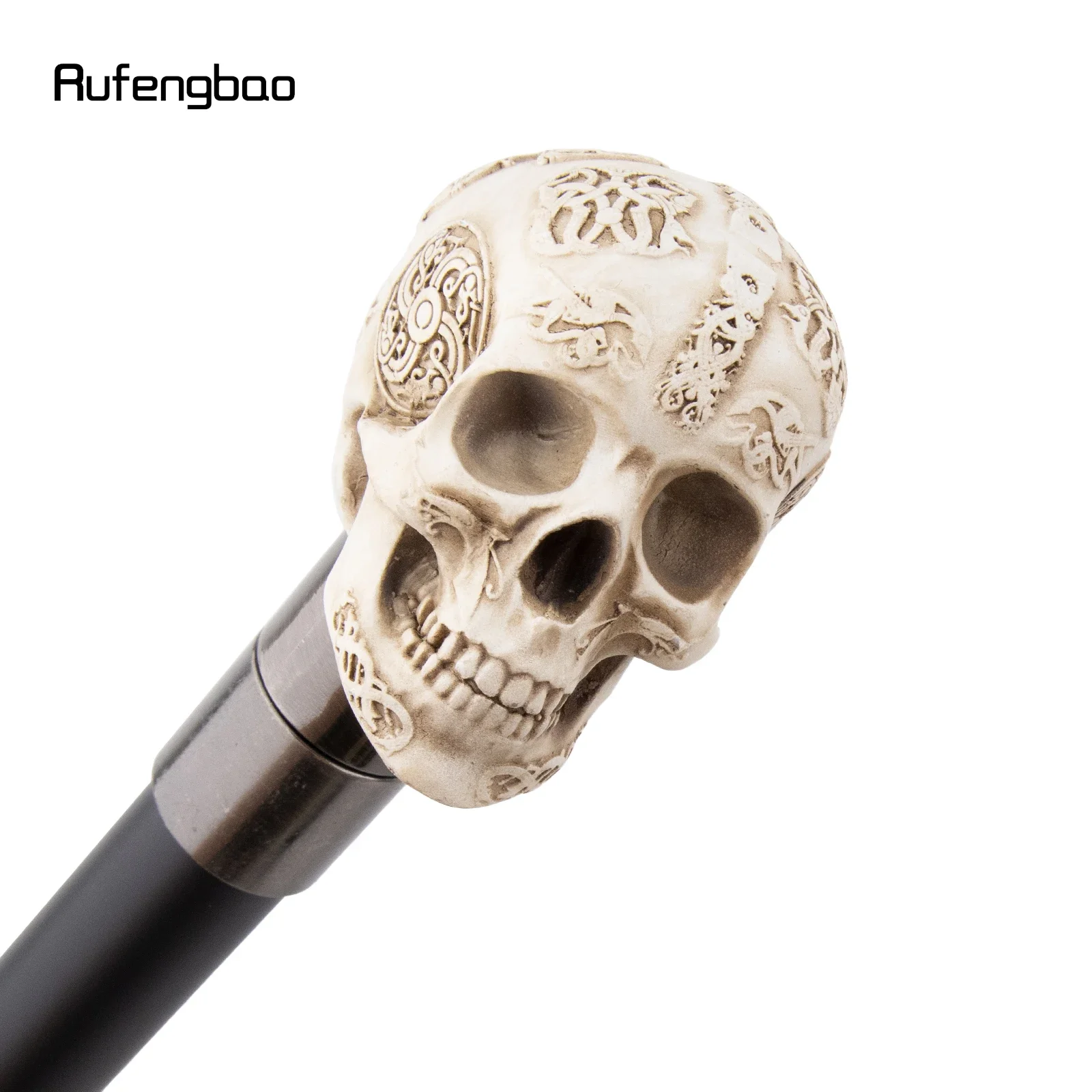 Witte Hars Schedel Monster Hoofd Wandelstok Mode Stalen Stok Cosplay Riet Knop Crosier 94cm Prestaties Podium Riet