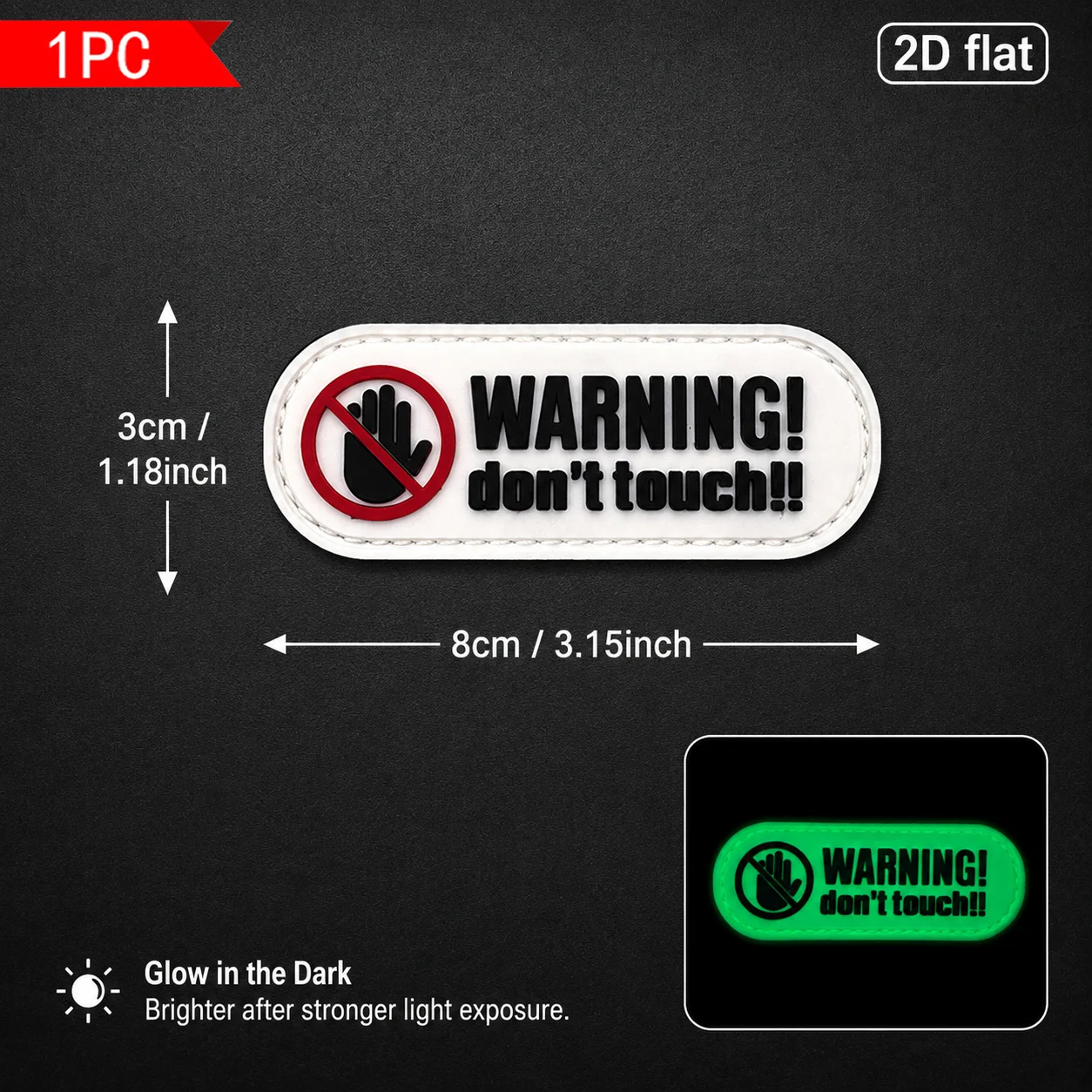 1Pc/2Pcs/3Pcs/4Pcs Optional Creative No-Touching Sign Pvc Glow-In-The-Dark Armband 2D Flat Patch Applique Hat Backpack Clothing Decoration Badge with Fleece Backing