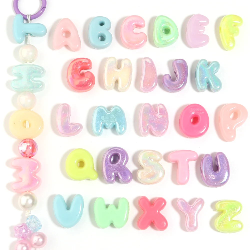 500g/Beutel AB Jelly Color Acryl-Buchstabenperlen mit großem Loch, niedliche englische Alphabetperlen für DIY-Bastelarbeiten, Namensanhänger, Schlüsselanhänger, Schmuckherstellung – Detail 3