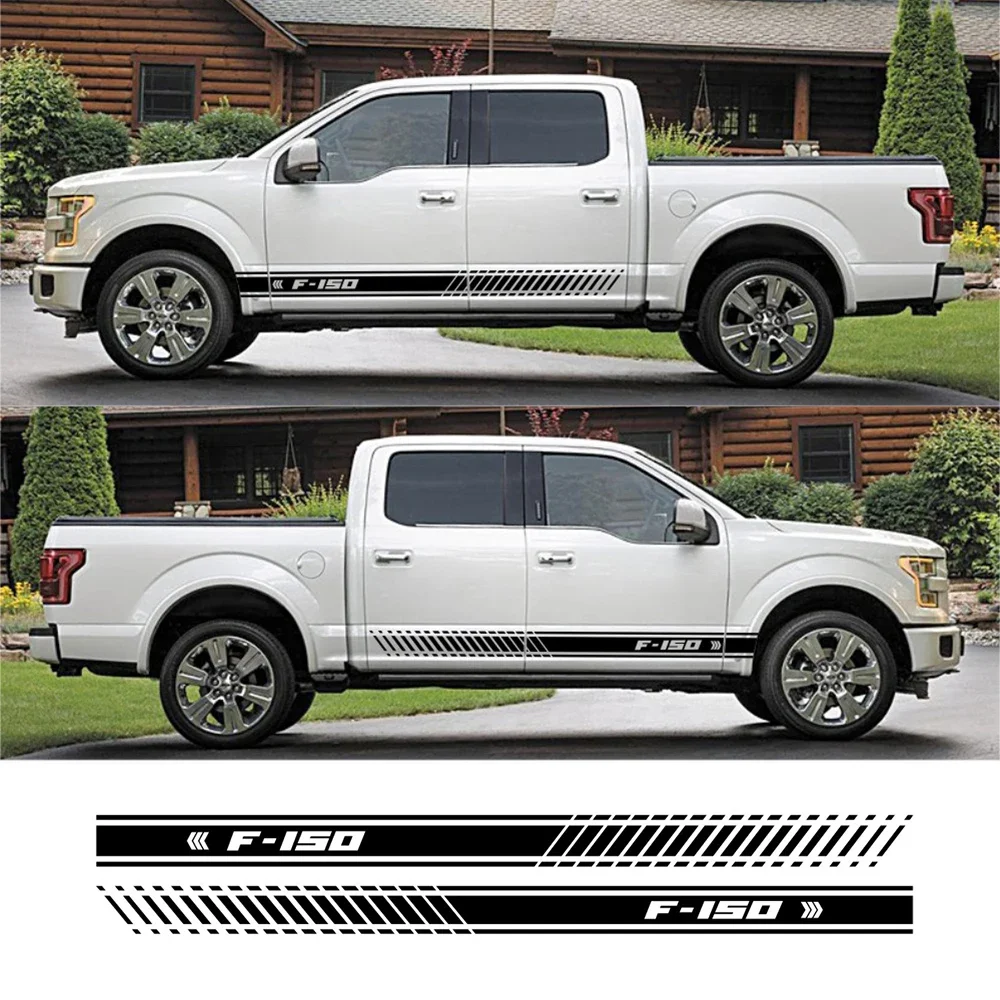 

2PCS Car Door Side Skirt Stripe Stickers Reflective Durable Racing Sport Vinyl Decals Decoration Accessories For Ford F150 F-150